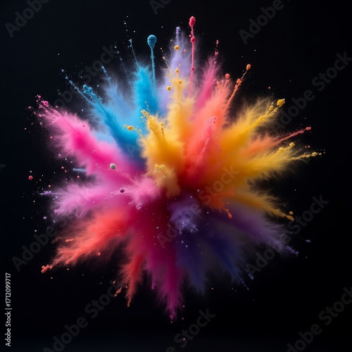 Abstract Color Blast with Powder Explosion – Creative Festival Background