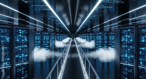 Server Room with Cloud.