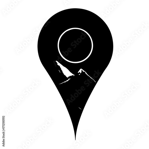 Stunning mountain destination pin icon for travel adventures and outdoor exploration vector