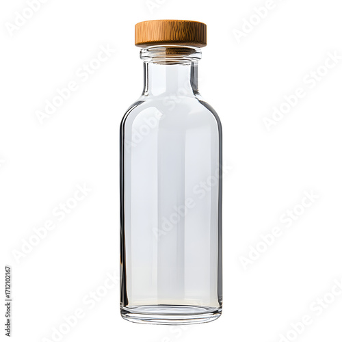 Wallpaper Mural Elegant Transparent Glass Bottle with Natural Wooden Lid on White Background Torontodigital.ca