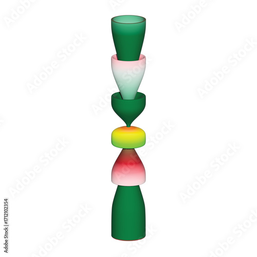3D Scalar Field Stack – Symmetrical Cone and Hourglass Geometry with Gradient Mapping