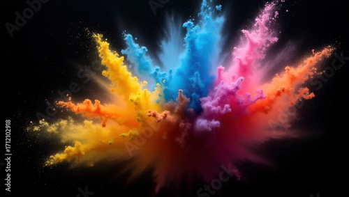 Vibrant Color Powder Explosion – Abstract Festival Art Background
