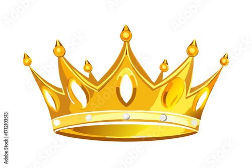 Golden crown mascot. Vector illustration isolated on white background. Good for logos, icons, posters, stickers.Illustration of a gold crown on a white background
