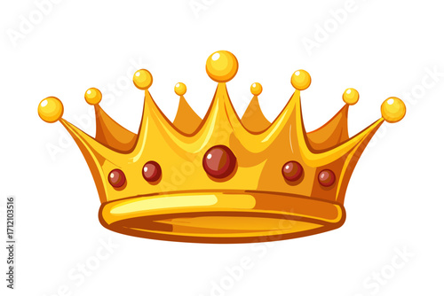 Golden crown mascot. Vector illustration isolated on white background. Good for logos, icons, posters, stickers.Illustration of a gold crown on a white background
