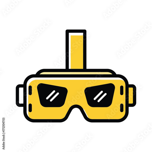 Vector art of a yellow and black icon representing virtual reality goggles