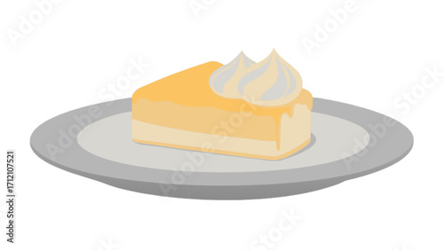 Delicious cheesecake slice with whipped cream dessert food illustration vector art