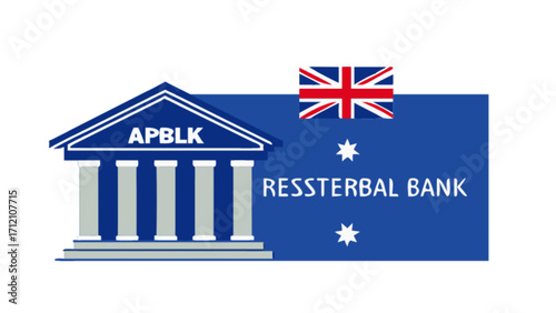 Apblk ressterbal bank building financial institution with australian flag vector art