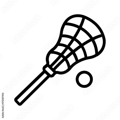 Vector black line icon for Lacrosse