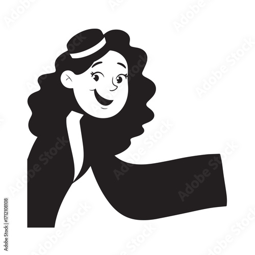 Beautiful Woman in Formal Dress Black and White Illustration Vector Art Design
