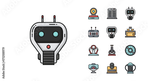 Collection of various futuristic technology icons