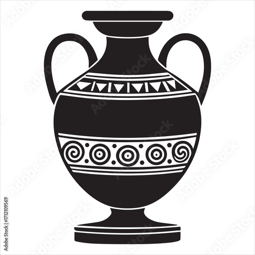 ancient greek amphora vase black vector