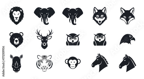 Collection of black and white animal portraits