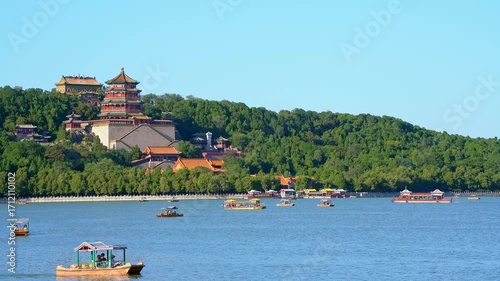 Summer View of Buddhist Incense Pavilion and Kunming Lake in the Summer Palace, Beijing, China