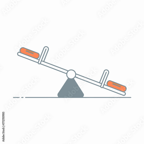 Minimalist Seesaw Illustration for Childrens Play Area with Balanced Design and Playful Elements on White Background