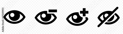 eye icon set. Vector illustration and transparent png.