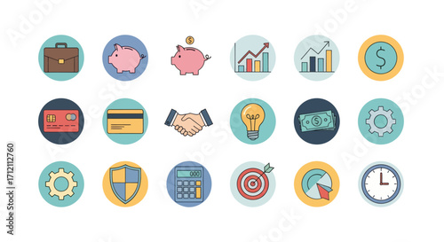 Collection of business icons in flat style