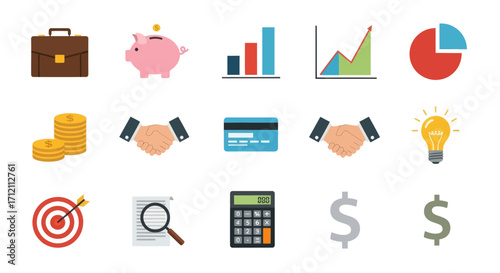 Business finance icons set