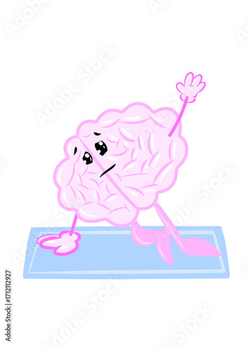 brain do yoga cute brain icon character design