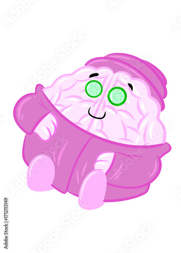 brain relaxing cute brain icon character design