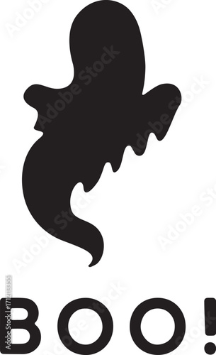 Minimalist ghost and boo halloween design