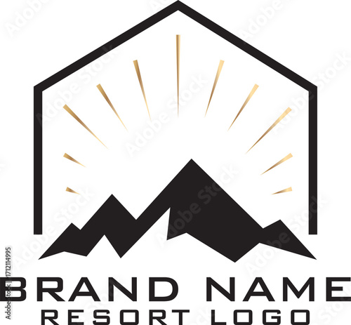 Mountain Resort and Hotel Logo Vector Template