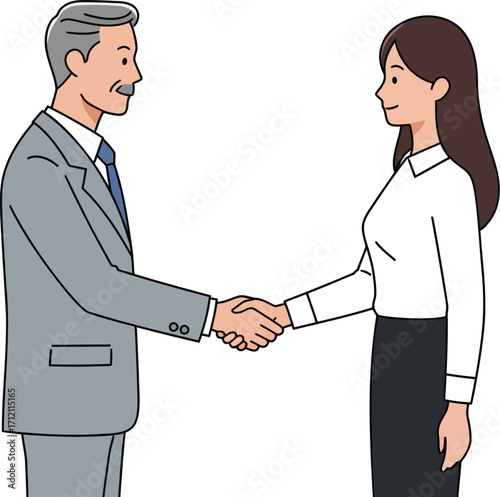 Business professionals shake hands in agreement