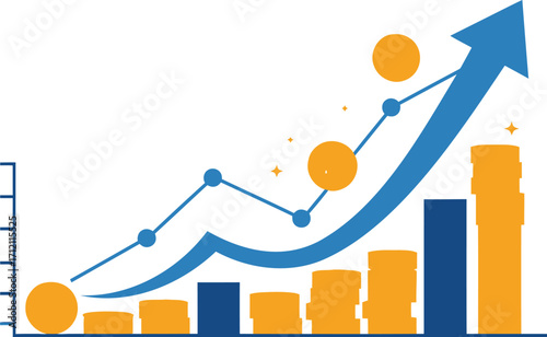 Financial Growth Chart with Rising Coins and Arrow