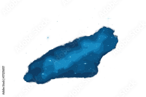 Fantastic blue starry background concept. Magic cosmic fog with glitter and small particles of twinkling stars. Luminous vapor with stardust, celestial abstract design.