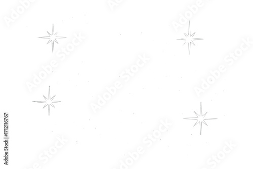 Night starry sky vector pattern. Glitter stars, sparkles, and magic light effects on a transparent background. Cosmic celestial backdrop for design. Galaxy space illustration.