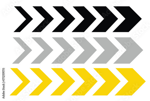 Dynamic Speed Arrow Vector Icon Set – Directional Navigation, Chevron Motion and Road Sign Symbols 