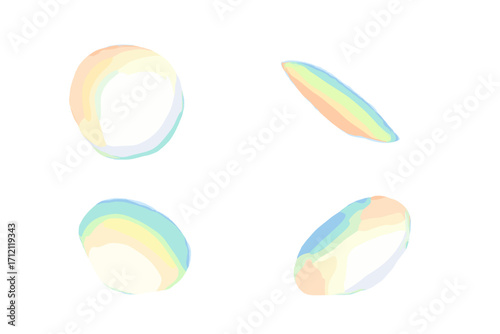 Set of colorful light spots. Rainbow reflection flare. Prism sunlight effect on light background. Hologram crystal glass dispersion. Abstract flare leak shadow overlay.