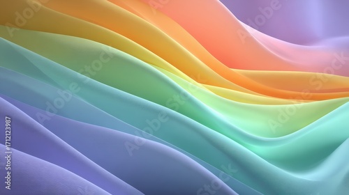 Soft pastel color gradient waves flow gently across abstract background, showing vibrant color spectrum and smooth elegant movement