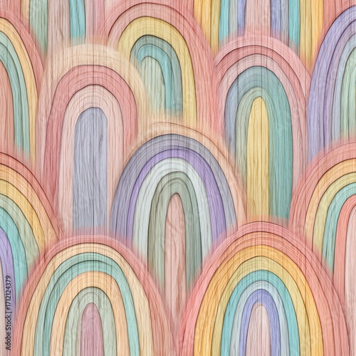 repeating pattern wooden texture with pastel rainbow