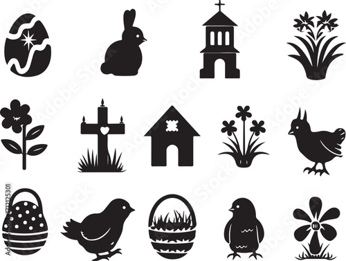 Easter icons celebrate spring holiday joy and renewal