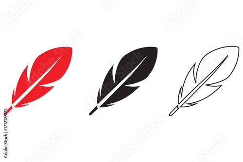 feather vector icon illustration, birds feather vector silhouette and line art illustration