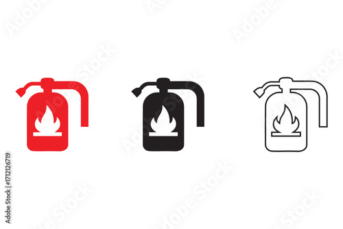 fire extinguisher vector icon illustration, fire fighter emergency extinguisher vector