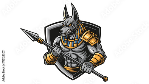 Anubis God Mascot Logo Illustration A Powerful and Intimidating Design for Branding and Identity