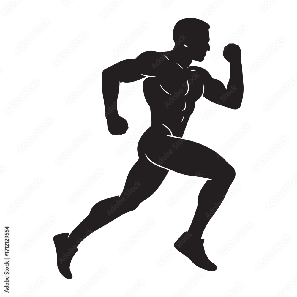 Obraz premium Silhouette icon of a muscular man running with determination