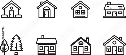 Modern home icons for design projects