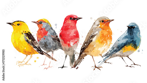 Exquisite Birds Watercolor Painting Vector Illustration for Creative Projects