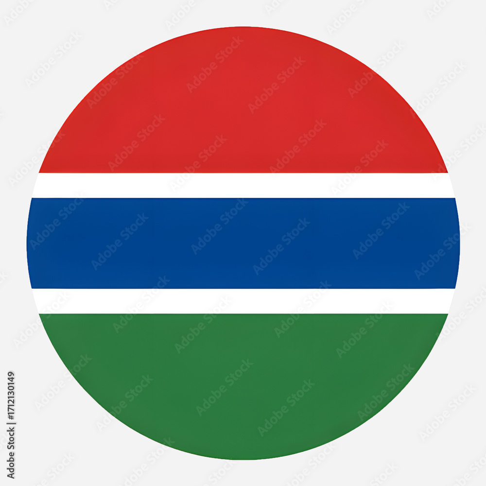 Obraz premium Striking circular emblem featuring vibrant red, blue, and green bands symbolizing national pride and unity for Gambia