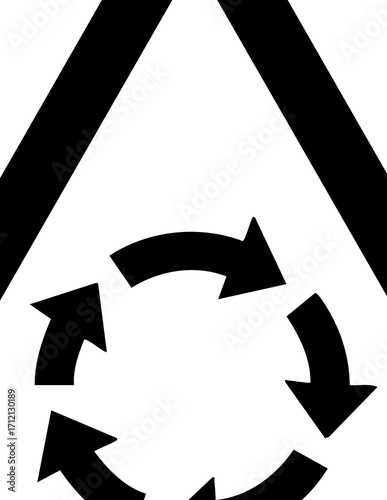 roundabout ahead warning sign