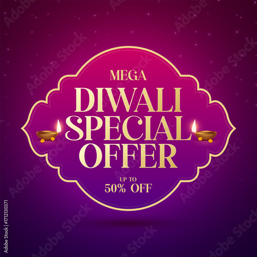 Diwali Sale Label Design Template Vector Layered illustration. Diwali Dhamaka Sale Special Offer Discount Poster Design. Diwali Holiday Sale label Design vector.