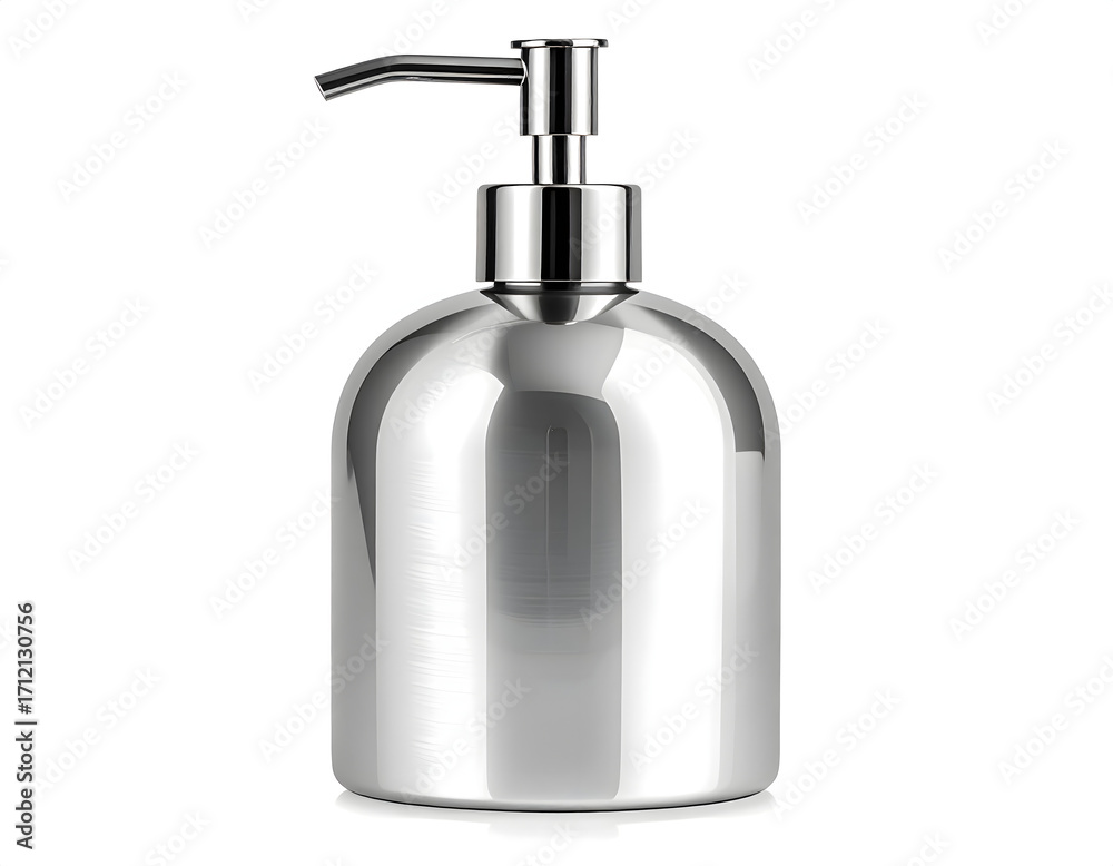 Obraz premium A sleek, minimalist stainless steel soap dispenser with a pump