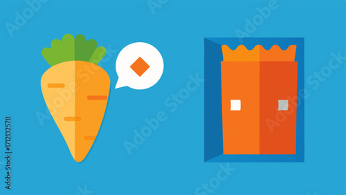 one showing an unhealthy snack like chips and the other highlighting a healthy alternative like carrot sticks.