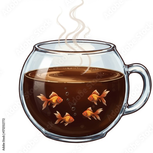 Goldfish Swimming in a Hot Coffee Mug