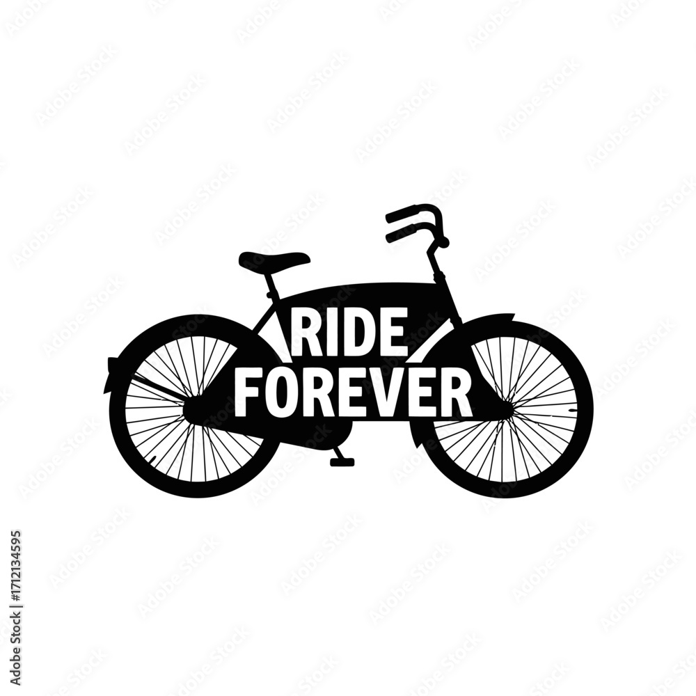 Fototapeta premium A black silhouette of a bicycle with the words