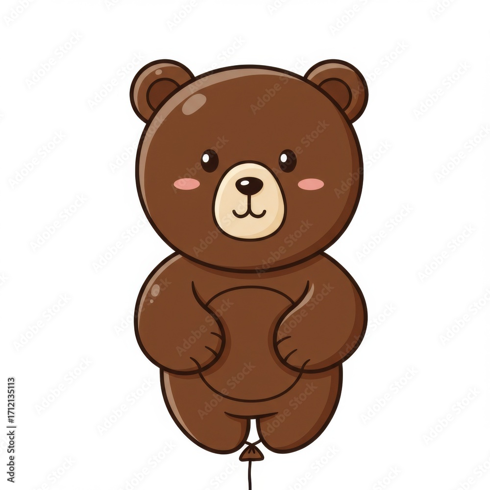 Fototapeta premium Brown Cartoon Bear Balloon Illustration