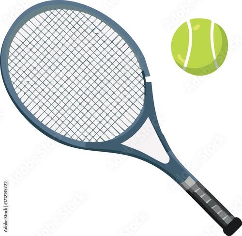 tennis, racket, ball, sport, isolated, game, equipment, illustration, play, white, racquet, activity, vector, leisure, sports, recreation, competition, object, badminton, fun, tournament, net, icon, r