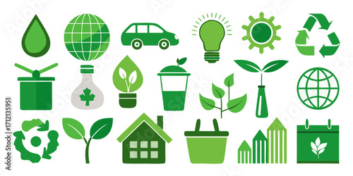 Eco & Sustainability Icons set Collection.